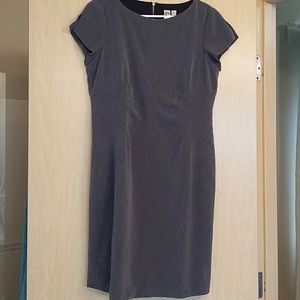 Emma & Michele dress, gold zip, rouching at side